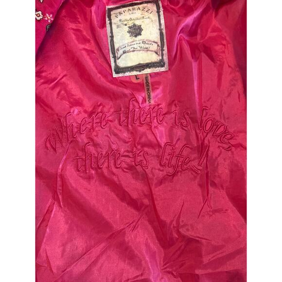 Embroidered Papparazzi by Biz Hot Pink Lined 4 Button Jacket VGUC - Picture 4 of 7